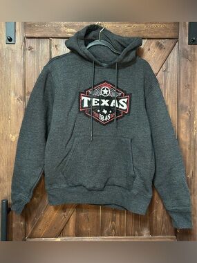 State of Mind Dark Gray Texas Hooded Sweatshirt with Red Accents